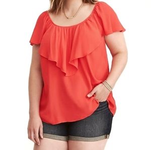 TORRID flutter cap sleeve scoop neck coral red orange top blouse plus size 2X